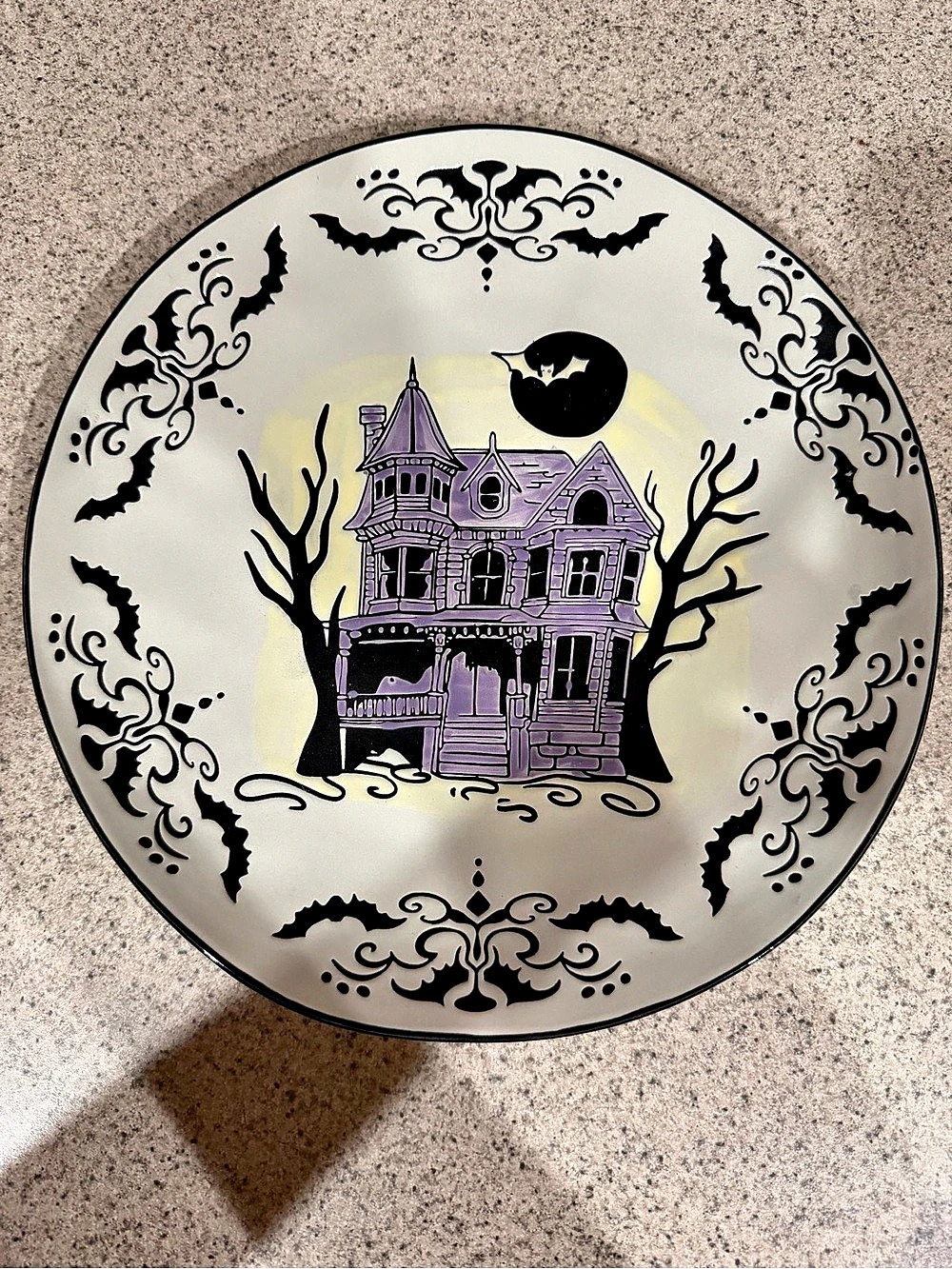Spooky City Haunted House Halloween Dinner Plate